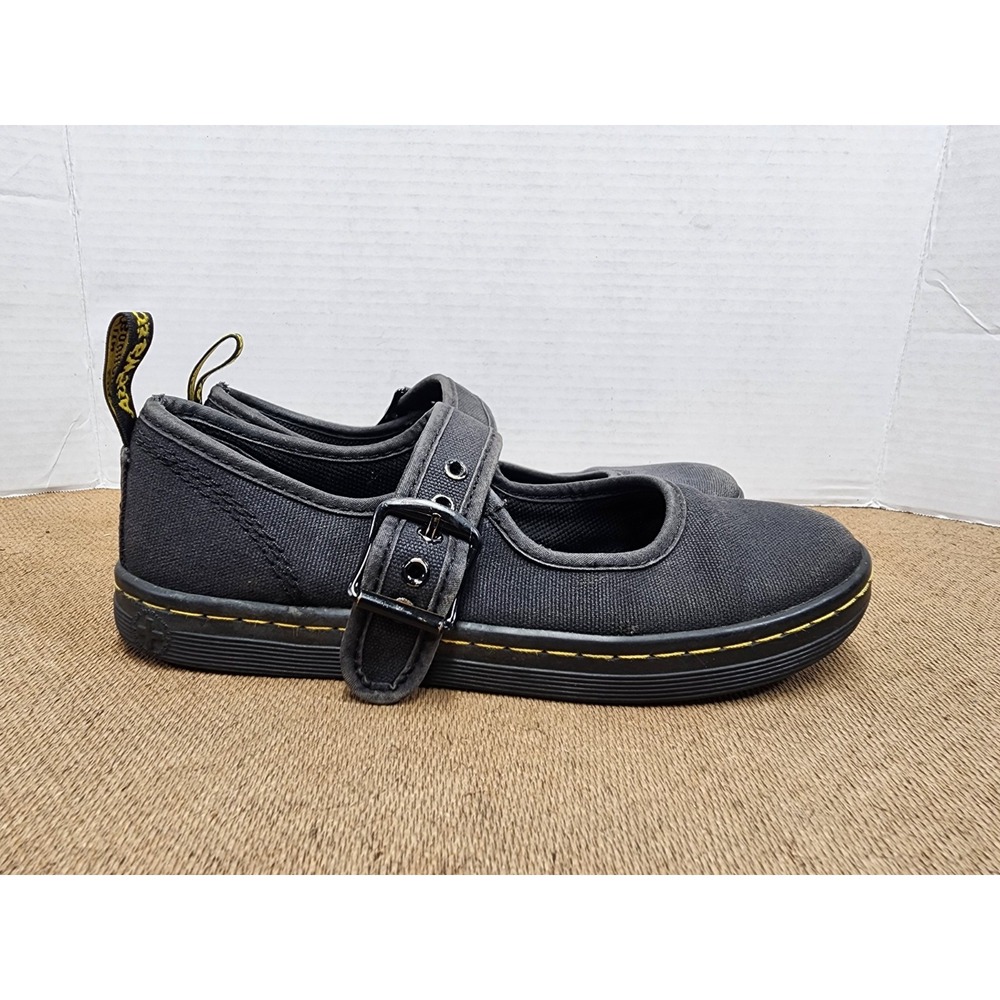 Dr Martens Carnaby Mary Jane Shoes Womens Black Canvas Flats Court Size 6